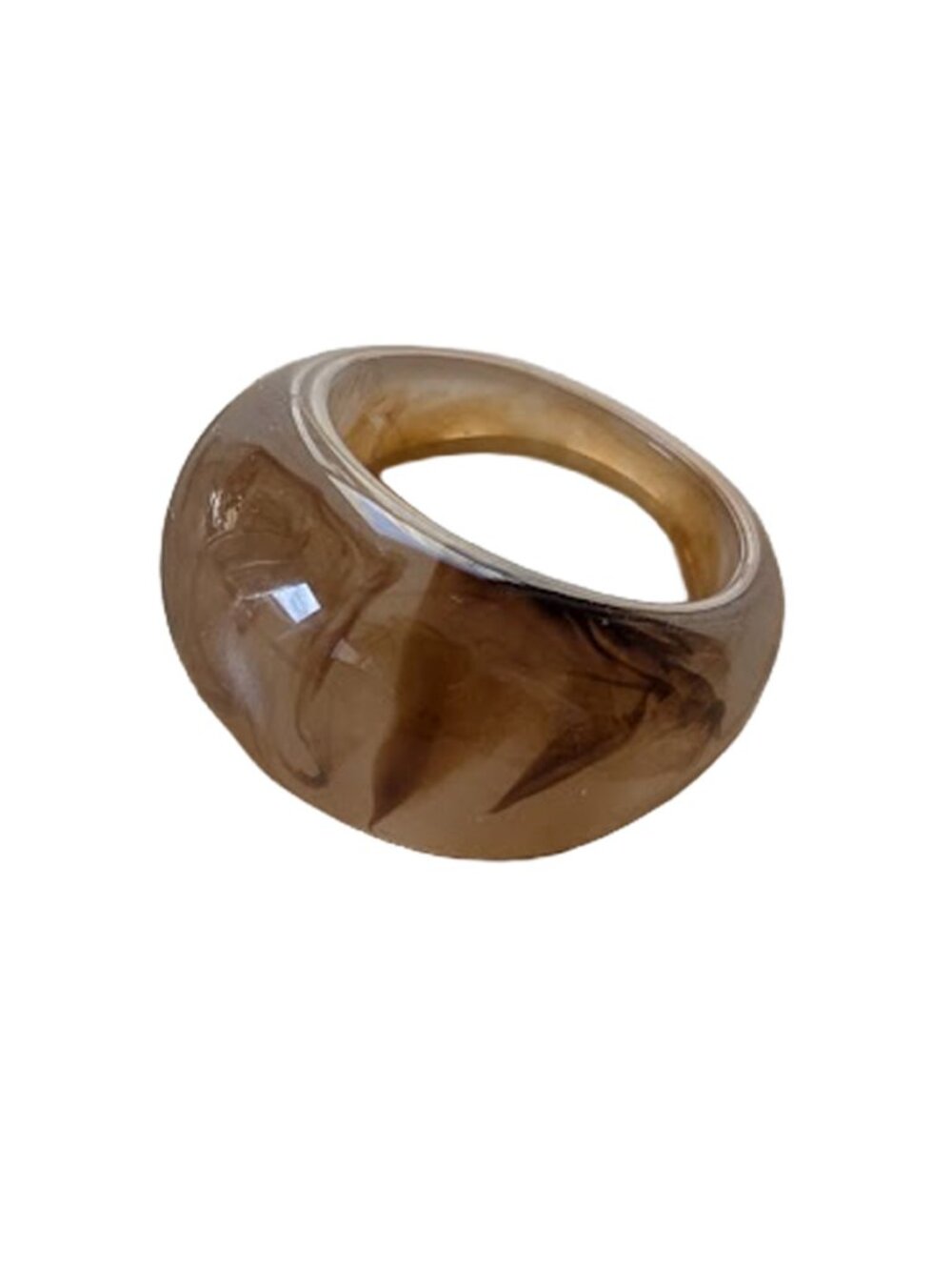 Mocha Marble Acrylic Resin Dome Ring
